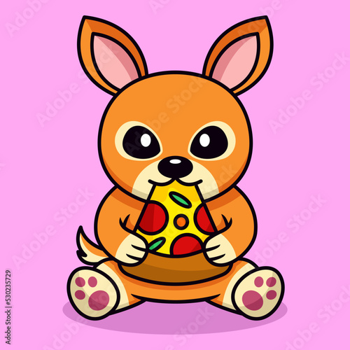 Vector illustration of cute deer and chibi animal