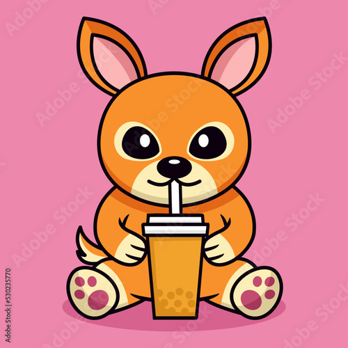 Vector illustration of cute deer and chibi animal