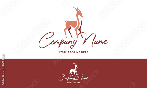 Brown Color Jumping Deer Logo Design