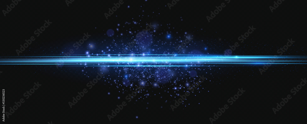 Vector illustration of a blue color. Light effect. Abstract laser beams of light. Chaotic neon rays of light 