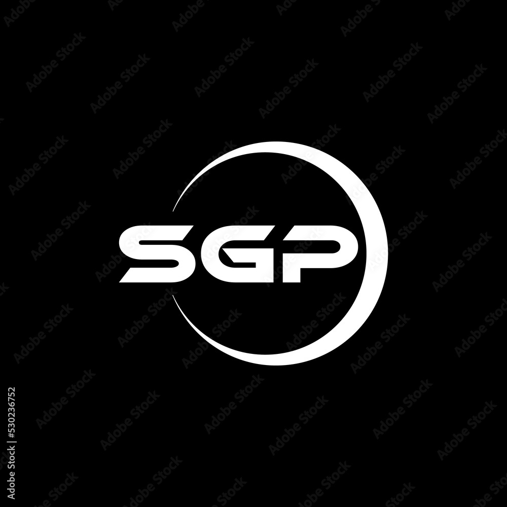 SGP letter logo design with black background in illustrator, cube logo