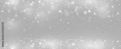 Realistic falling snow.Christmas background.Isolated on transparent background.