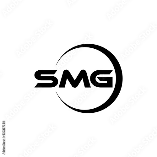 SMG letter logo design with white background in illustrator, cube logo, vector logo, modern alphabet font overlap style. calligraphy designs for logo, Poster, Invitation, etc. photo
