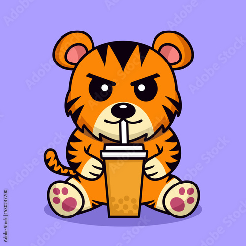 Vector illustration of panda tiger and chibi animal