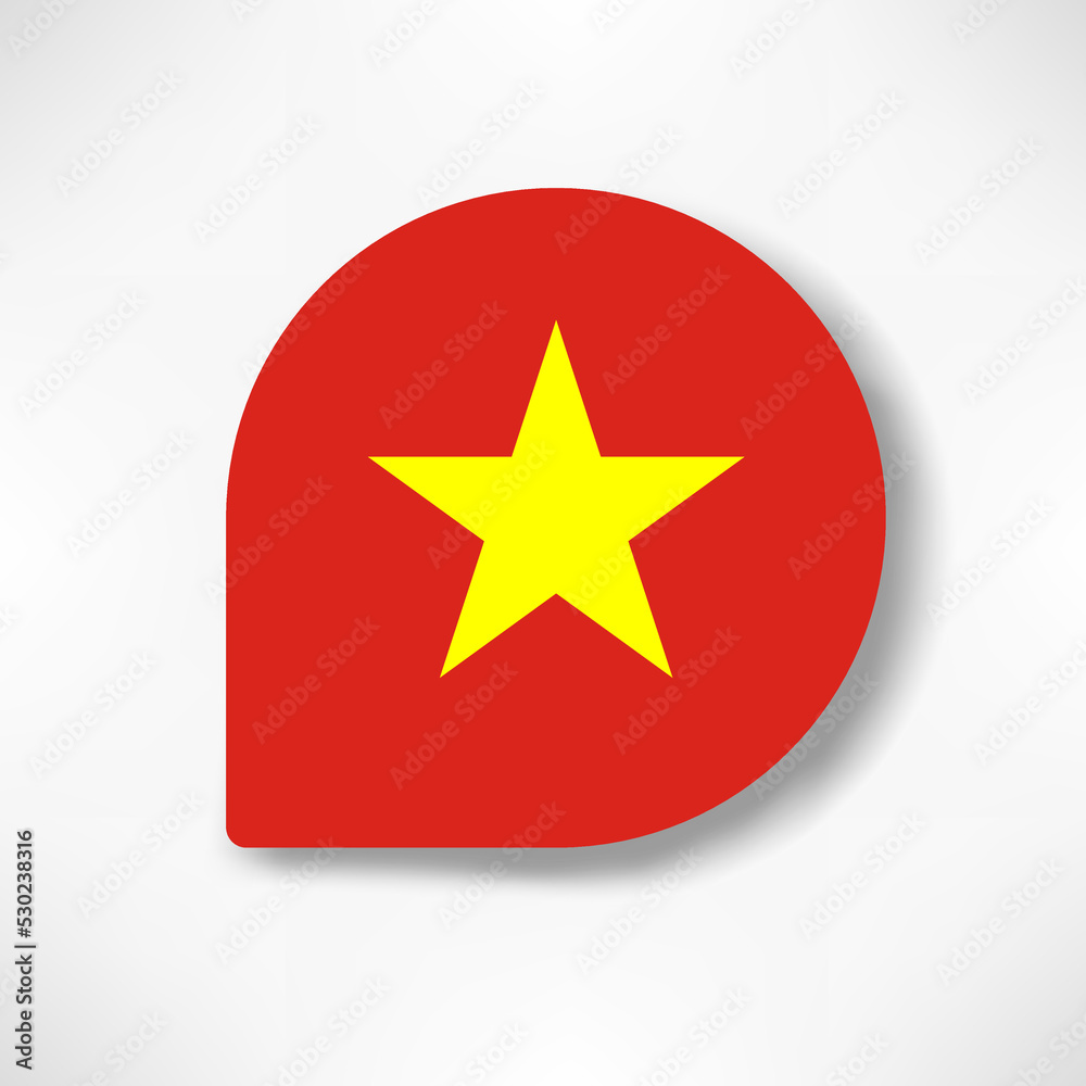 Vietnam drop flag icon with shadow on white background. Vietnam drop flag icon with shadow on white background.