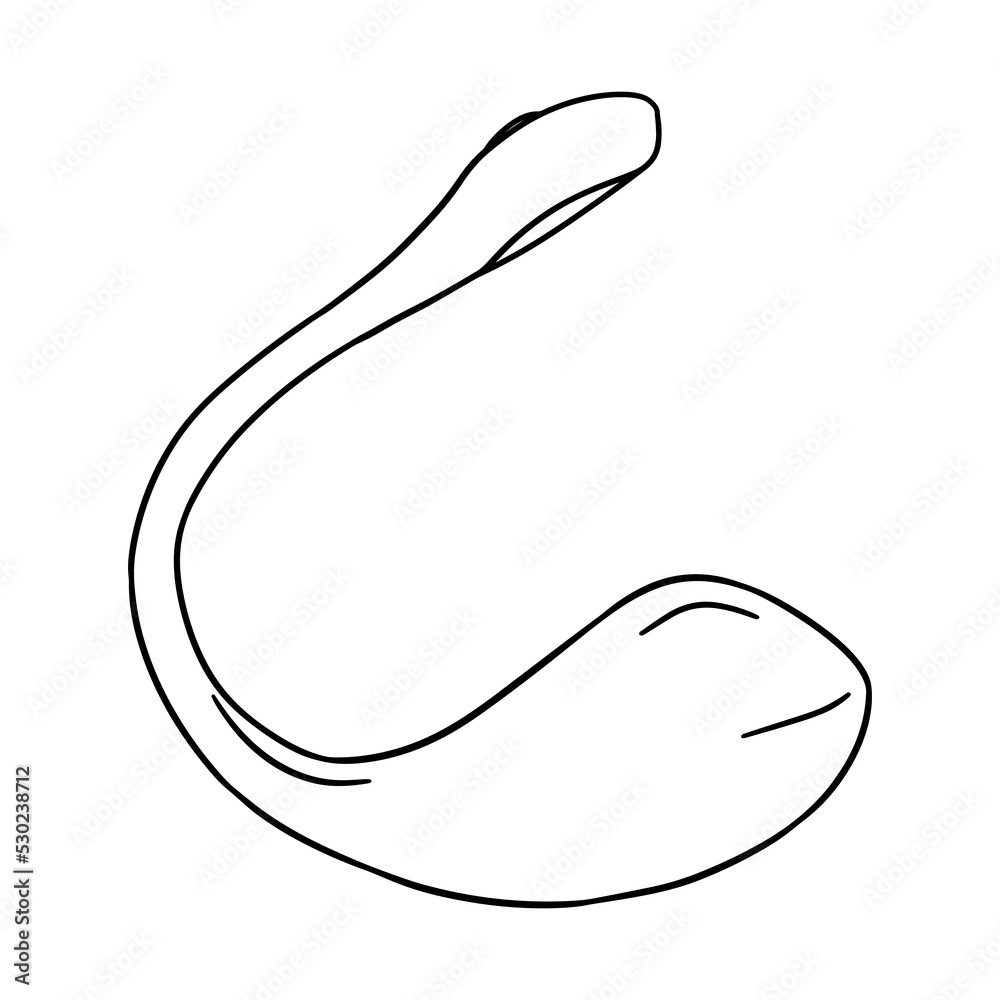 Obraz premium Vaginal vibrator. Dildo. Hand drawn illustration. Digital art. Sex toy. Fetish. Black transparent icon, isolated on clean white background. Vector EPS10. 