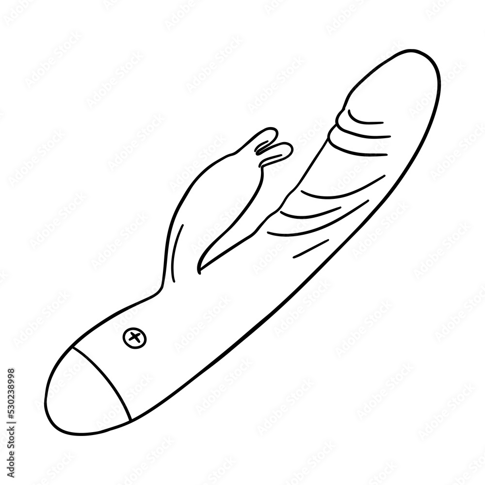 Vaginal vibrator. Dildo. Hand drawn illustration. Digital art. Sex toy. Fetish. Black transparent icon, isolated on clean white background. Vector EPS10. Vaginal vibrator. Dildo. Hand drawn illustration. Digital art. Sex toy. Fetish. Black transparent icon, isolated on clean white background. Vector EPS10.