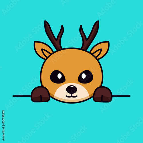 Premium illustration of cute deer and chibi animal