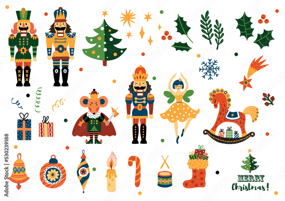Fototapeta premium Nutcracker. Set. Magic vector illustration.