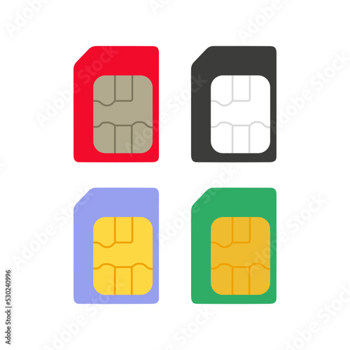 Sim card icons.  Mobile telephone cards. Vector illustration