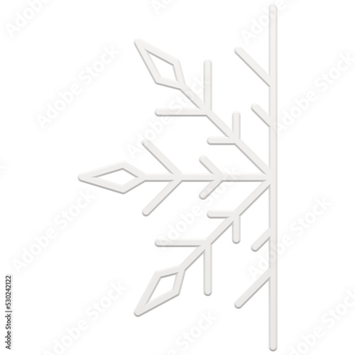 White ornate half snowflake. Openwork decoration of new year abstract interior
