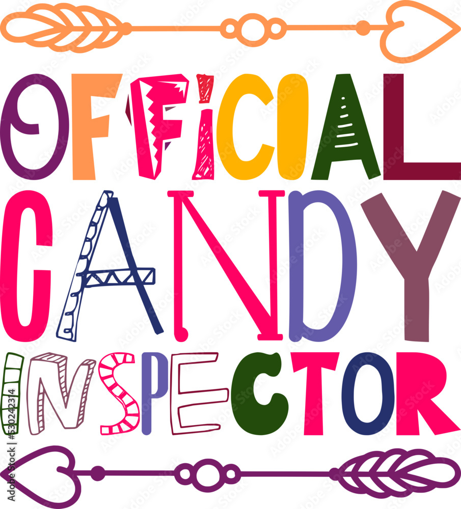 Official Candy Inspector Quotes Typography Retro Colorful Lettering Design Vector Template For Prints, Posters, Decor