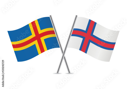 Free Download Aland Islands and the Faroe Islands crossed flags. Aland and Faroes flags on white background. Vector icon set. Vector illustration.  - GFXLoad