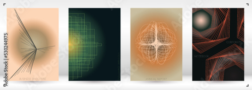 Minimal Minimal Geometric Vector Poster Design with Lines and Gradient Colorful Circles. Collection of Abstract Backgrounds for Covers, Flyers, Templates, Booklets, Cards, Brochures, Branding, etc.