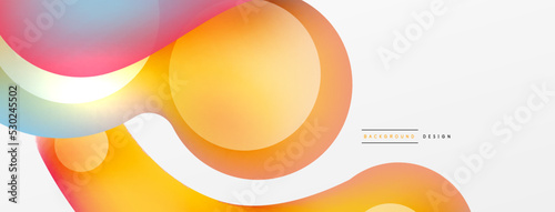 Fluid abstract background, round shapes and circle flowing design for wallpaper, banner, background or landing