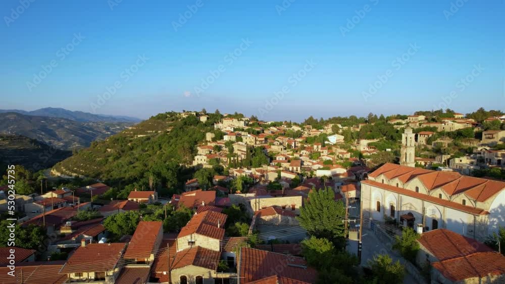 Aerial view of Lofou village in Troodos Mountains Cyrpus Aerial view of Lofou village in Troodos Mountains Cyrpus