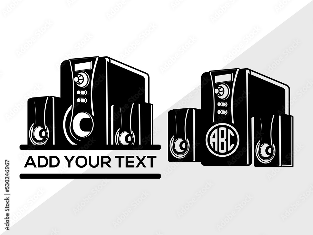 Sound Box Monogram SVG, Speaker Box Svg, Speaker Boombox Svg, Speaker
