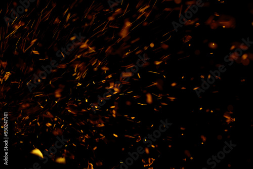 Canvas Print fire flame with sparks on black background