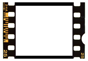 35mm film strip frame, isolated PNG with number and scale from an old 35mm color film