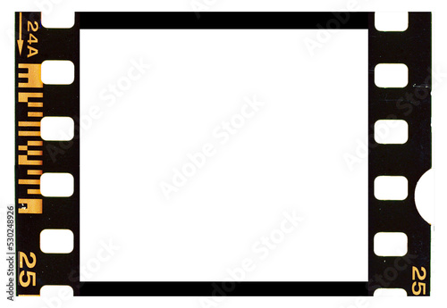Tablou canvas 35mm film strip frame, isolated PNG with number and scale from an old 35mm color
