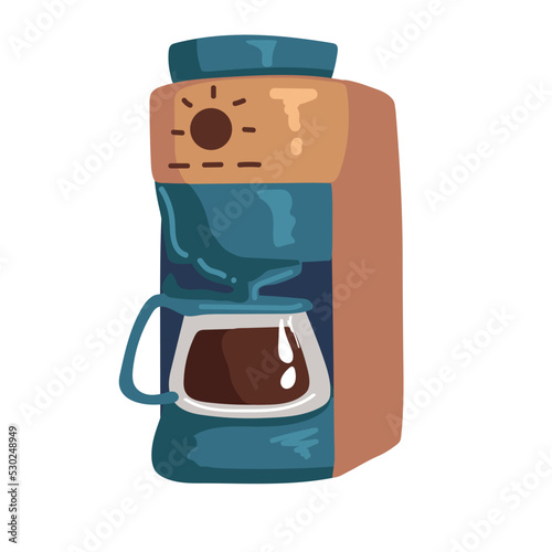 Coffee machine flat illustration. Front view of coffee machine. Vector.