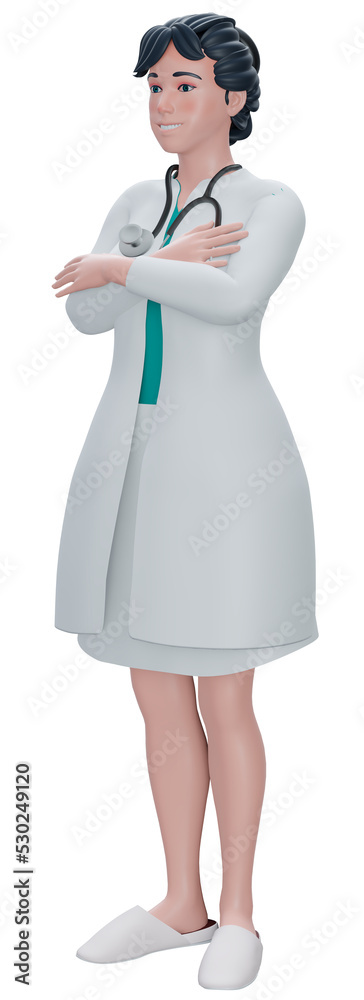 3d render Confident Female Doctor Standing with Arms Crossed 3d render Confident Female Doctor Standing with Arms Crossed