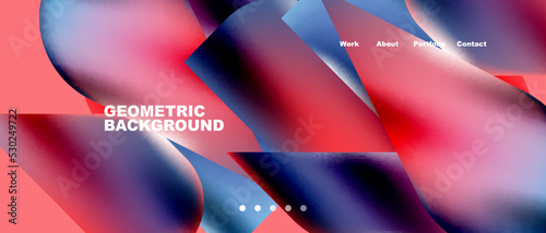Glassmorphism landing page background template. Colorful glass shapes with metallic effect abstract composition for wallpaper, banner, background