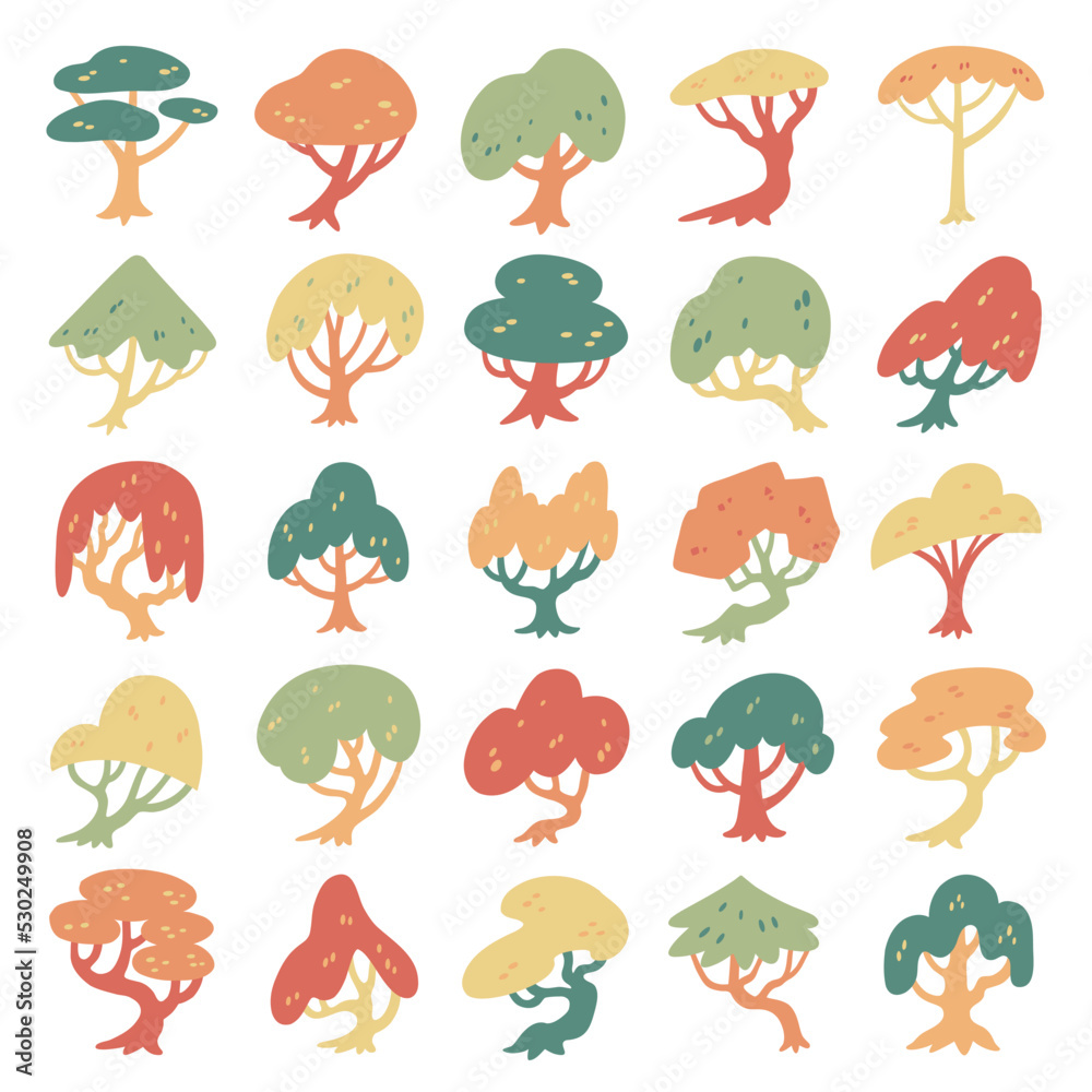 hand drawn vector set of side view tree. hand drawn vector set of side view tree.