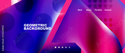 Glassmorphism landing page background template. Colorful glass shapes with metallic effect abstract composition for wallpaper, banner, background