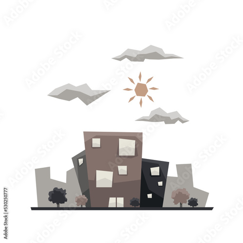 Unique and simple building illustration style for apps interface or games