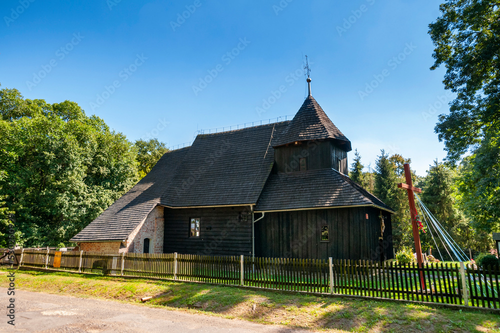 Obraz premium Wooden church of the Holy Trinity, Baldwinowice, Opole Voivodeship, Poland 