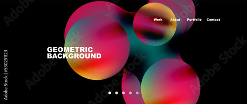 Flowing gradient colors and round elements and circles. Vector illustration for wallpaper, banner, background, leaflet, catalog, cover, flyer