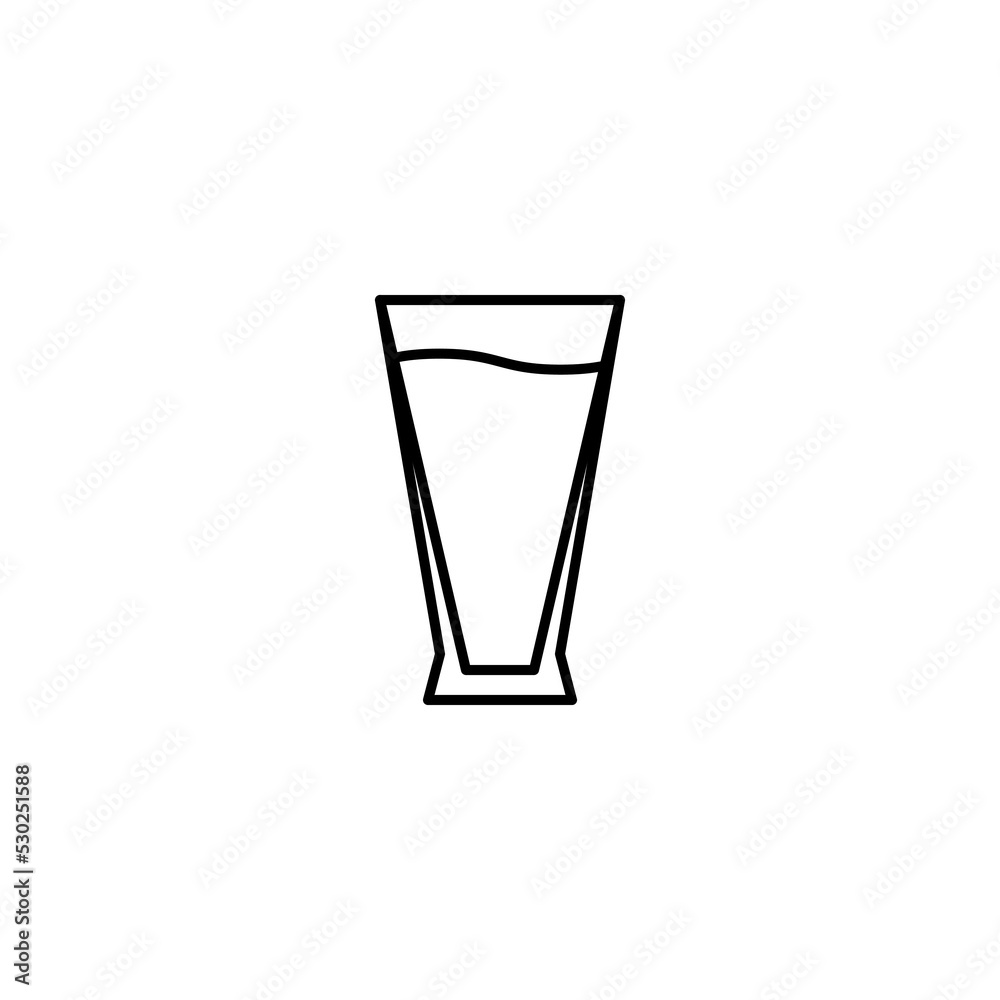 pilsner or beer glass icon with full filled with water on white background. simple, line, silhouette and clean style. black and white. suitable for symbol, sign, icon or logo pilsner or beer glass icon with full filled with water on white background. simple, line, silhouette and clean style. black and white. suitable for symbol, sign, icon or logo