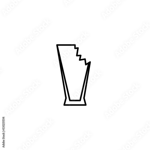 crushed pilsner or beer glass icon on white background. simple, line, silhouette and clean style. black and white. suitable for symbol, sign, icon or logo
