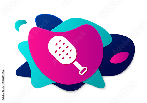 Color Sauna brush icon isolated on white background. Wooden brush with coarse bristles for washing in the bath. Anti cellulite massage. Abstract banner with liquid shapes. Vector