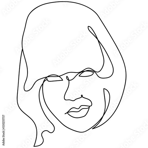Woman line drawing, Continuous line drawing art, Vector line illustration, Minimalist Black White Drawing Artwork, Black and white vector illustration, Modern continuous line art.