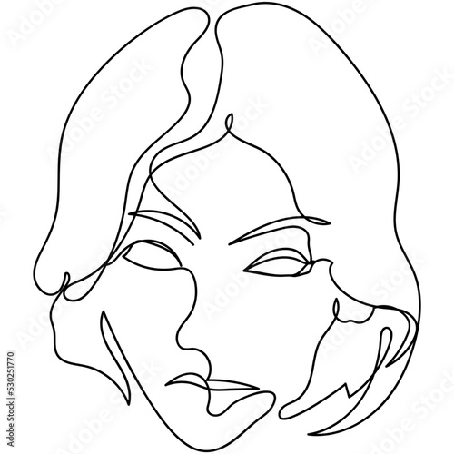 Woman line drawing, Continuous line drawing art, Vector line illustration, Minimalist Black White Drawing Artwork, Black and white vector illustration, Modern continuous line art.