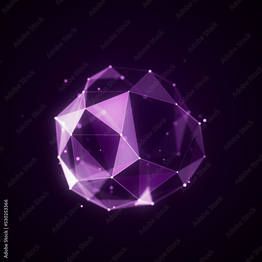 Sphere made up of points and lines. Network connection structure. Big data visualization. 3D rendering. Sphere made up of points and lines. Network connection structure. Big data visualization. 3D rendering.