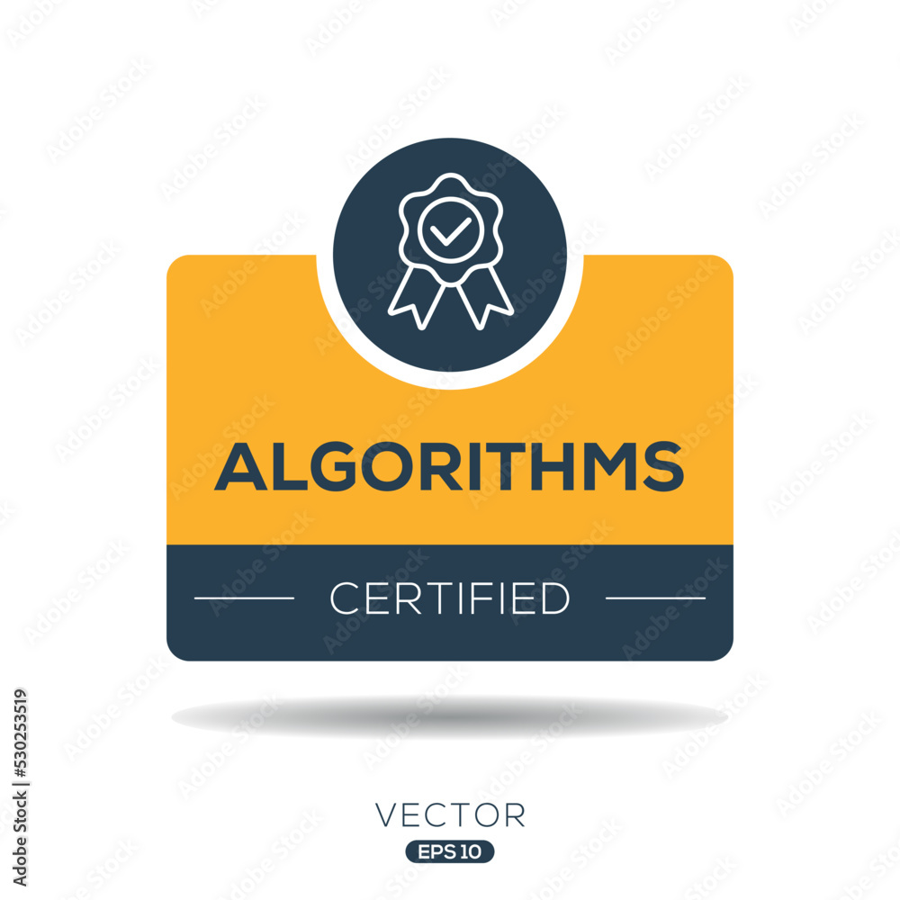 Creative (Algorithms) Certified badge, vector illustration.