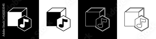 Set NFT Digital crypto art icon isolated on black and white background. Non fungible token. Vector