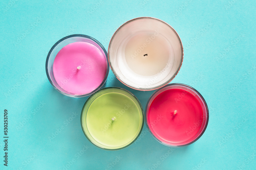 Candles on blue background Candles on blue background