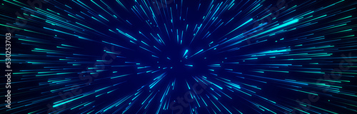 Abstract data flow space. Light rays. Explosion effect. Sci-fi Motion wallpaper. 3D rendering.