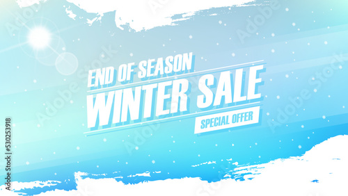 Winter Sale promotional banner. Winter season special offer background for business, commerce, seasonal shopping and advertising. Vector illustration.	