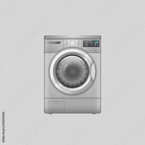 Realistic washing machine domestic electronic device. 3d household appliances for cleaning laundry