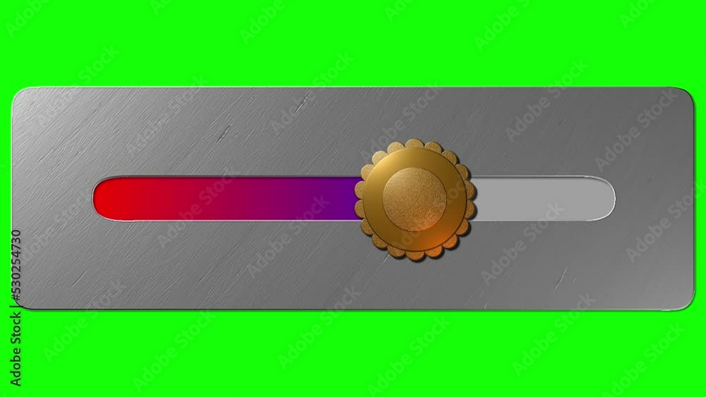 An animation 4k video of a golden metal slider revealing a shaded ...