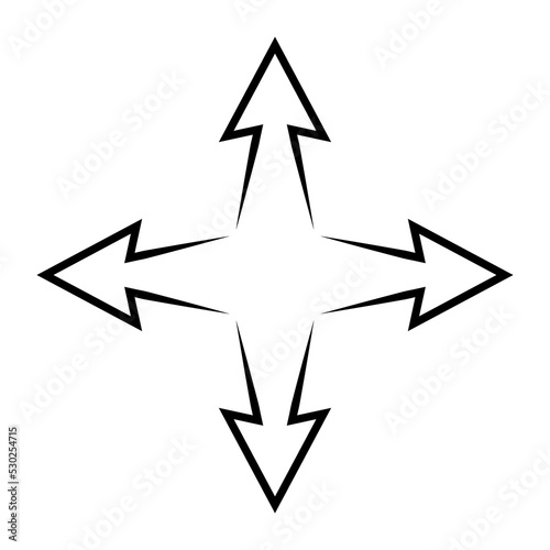 4 side arrow, four way both icon, logo arrow line