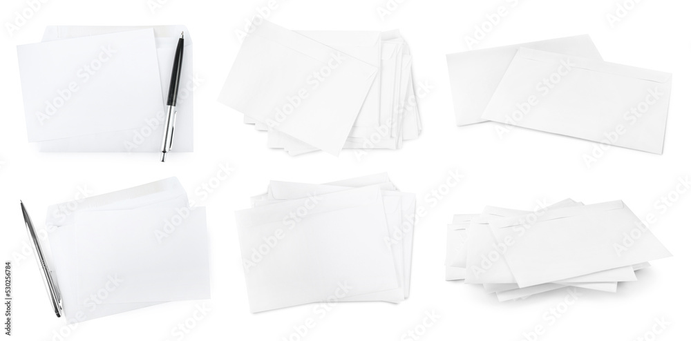 Set with stacks of letters on white background. Banner design Set with stacks of letters on white background. Banner design