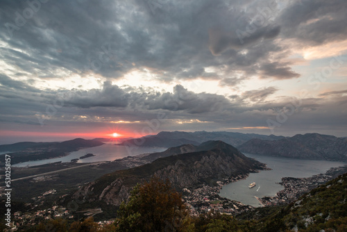 Sunset over Kotor, Montenegro photo