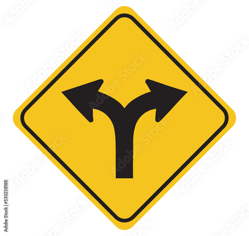 Fork in road sign.