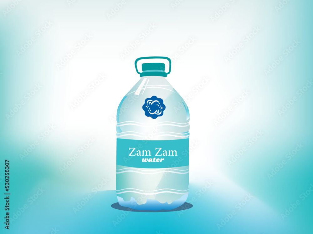 Zamzam bottled water icon (in Arabic text, Muslim holy water). Can be used for social media